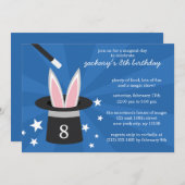 Blue Peek-a-Boo Rabbit Custom Magic Birthday Party Kaart (Voorkant / Achterkant)