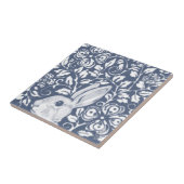 Blue Peeking Rabbit Bunny Floral Dedham Delft Tegeltje (Zijkant)
