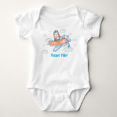 Blue Penguin Animal Airplane Pilot Baby Bodysuit (Voorkant)