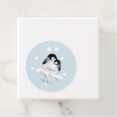 Blue Penguin Baby shower Bedankjes Labels (In situ)
