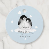 Blue Penguin Baby shower Bedankjes Labels (Voorkant)