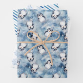 Blue Penguin Baby shower Gift Wrap Sheets Inpakpapier Vel (In situ)
