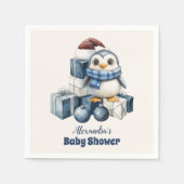 Blue Penguin Christmas Baby shower Servet (Voorkant)