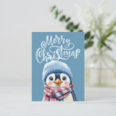 Blue Penguin Christmas Holiday Briefkaart voor kin (Staand voorkant)