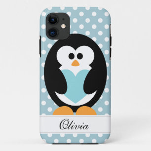 Blue Penguin Love iPhone 11 Hoesje
