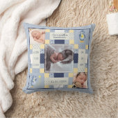 Blue Penguin Quilt Baby Birth Stats Personated Kussen (Deken)