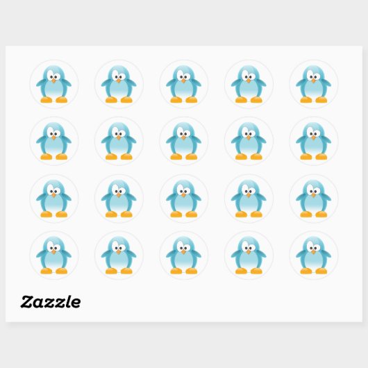 Blue Penguin Ronde Sticker (Vel)