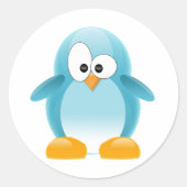 Blue Penguin Ronde Sticker (Voorkant)