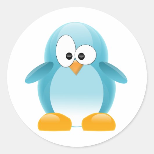 Blue Penguin Ronde Sticker (Voorkant)