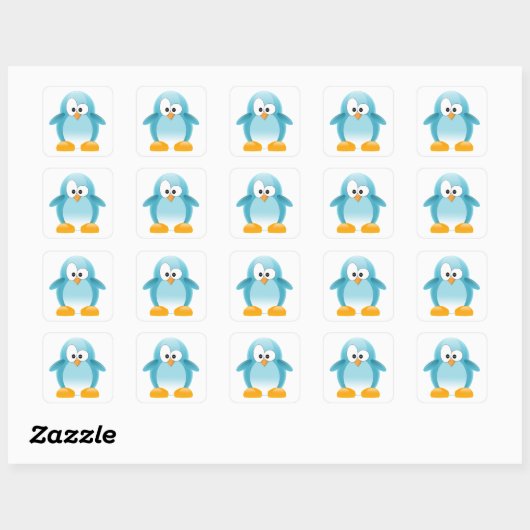 Blue Penguin Vierkante Sticker (Vel)