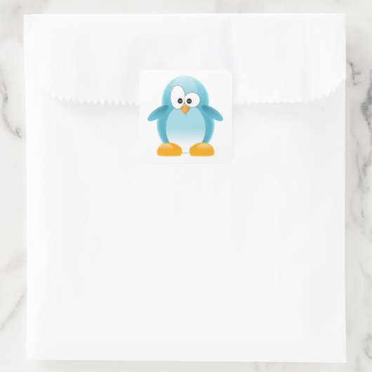 Blue Penguin Vierkante Sticker (Tas)
