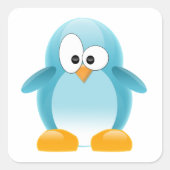 Blue Penguin Vierkante Sticker (Voorkant)