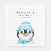 Blue Penguin Winter Baby shower Servet (Voorkant)