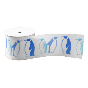 Blue Penguins Ribbon Grosgrain Lint