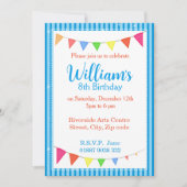 Blue Pennant Party Invitation Kaart (Voorkant)