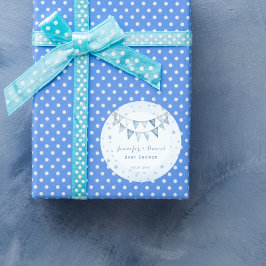 Blue Pennant Starry Baby shower Ronde Sticker