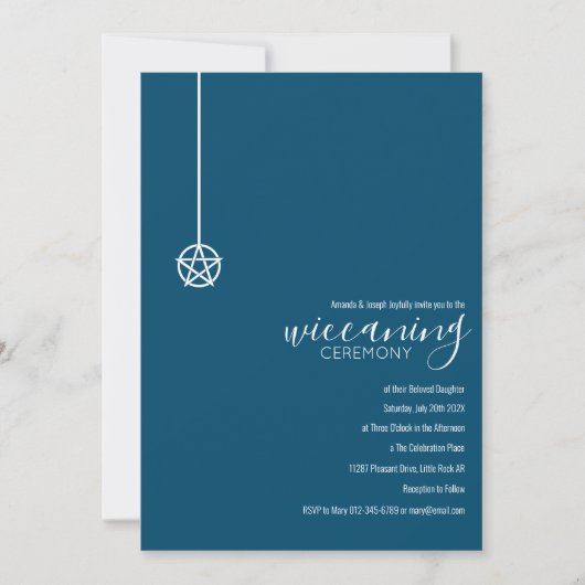 Blue Pentacle Baby Wiccaning Ceremony Kaart (Voorkant)