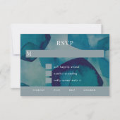 Blue Pentagons Waterverf bruiloft RSVP Kaartje (Voorkant)