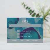Blue Pentagons Waterverf bruiloft RSVP Kaartje (Staand voorkant)
