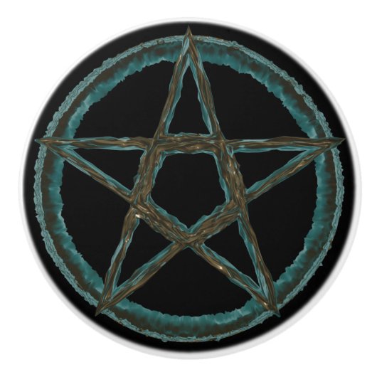 Blue Pentagram Custom Ceramic Knob Keramische Knop (Voorkant)