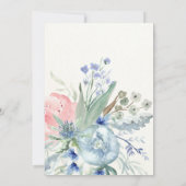 Blue Peonies Bruiloft Save the Date (Achterkant)