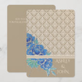 BLUE PEONIES & DAMASK ~ Kaart (Voorkant / Achterkant)
