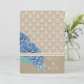 BLUE PEONIES & DAMASK ~ Kaart (Staand voorkant)
