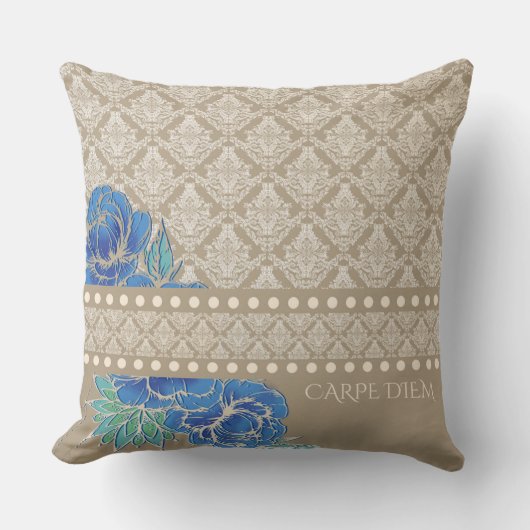 BLUE PEONIES EN DAMASK - Pillow Kussen (Voorkant)