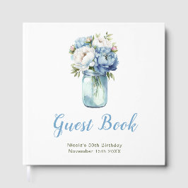 Blue Peonies Mason Jar Birthday Party Gastenboek