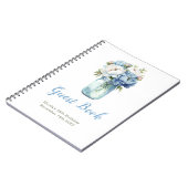 Blue Peonies Mason Jar Birthday Party Guest Book Notitieboek (Linkerzijde)