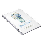 Blue Peonies Mason Jar Bridal Shower Guest Book Notitieboek (Rechterzijde)