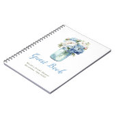 Blue Peonies Mason Jar Bridal Shower Guest Book Notitieboek (Linkerzijde)