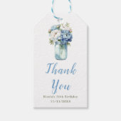 Blue Peonies Mason Jar Verjaardag Cadeaulabel (Voorkant)