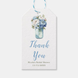 Blue Peonies Mason Jar Vrijgezellenfeest Cadeaulabel