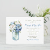 Blue Peonies Mason Jar Vrijgezellenfeest Kaart (Staand voorkant)