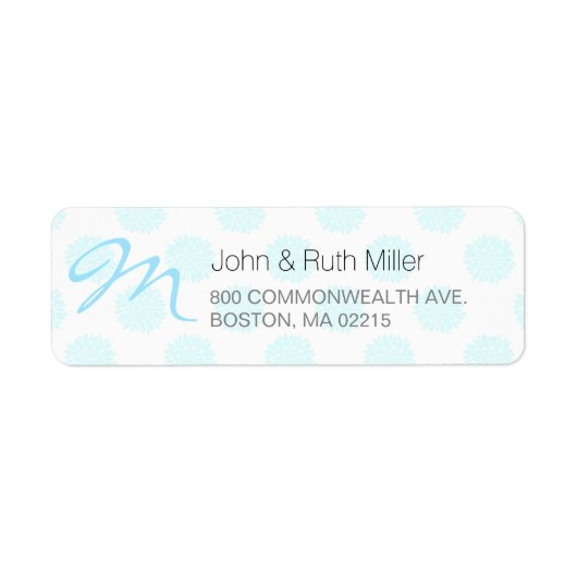 Blue Peonies met Monogram Return Address Labels 2 (Voorkant)