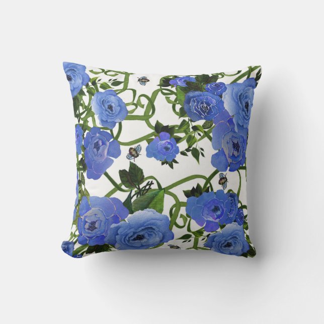Blue Peonies Pillow Kussen (Voorkant)