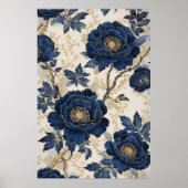 Blue Peonies Poster (Voorkant)