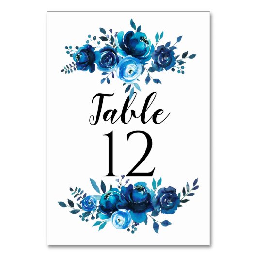Blue Peonies Tafel Kaarten Trouwtafel Nummer (Voorkant)