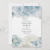 Blue Peonies Wedding Invitation Kaart (Voorkant)