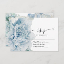 Blue Peonies Wedding RSVP Kaartje