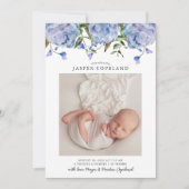 Blue Peony Baby Foto Geboorte Aankondiging (Voorkant)