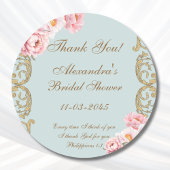 Blue Peony Christian Bridal Shower Thank You Ronde Sticker