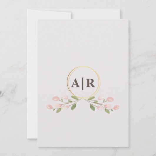 Blue Peony Elegant Huwelijksuitnodiging Kaart (Achterkant)