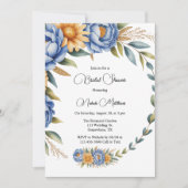 Blue Peony en Yellow Daisies Vrijgezellenfeest Kaart (Voorkant)