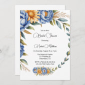 Blue Peony en Yellow Daisies Vrijgezellenfeest Kaart (Voorkant / Achterkant)