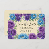 Blue Peony & Fig Paarse Roos Bewaar de datumkaarte (Voorkant / Achterkant)