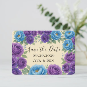 Blue Peony & Fig Paarse Roos Bewaar de datumkaarte