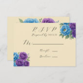 Blue Peony & Fig Paarse Roos bruiloft RSVP Kaartje (Voorkant / Achterkant)