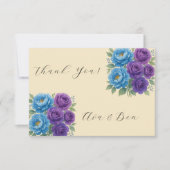 Blue Peony & Fig Paarse Roos Vrijgezellenfeest Bedankkaart (Voorkant)